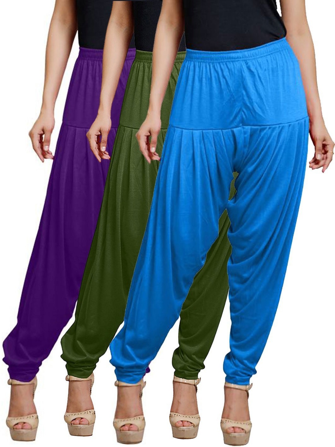 

AFRA GARMENTS Women Pack of 3 Mid-Rise Patiala, Purple