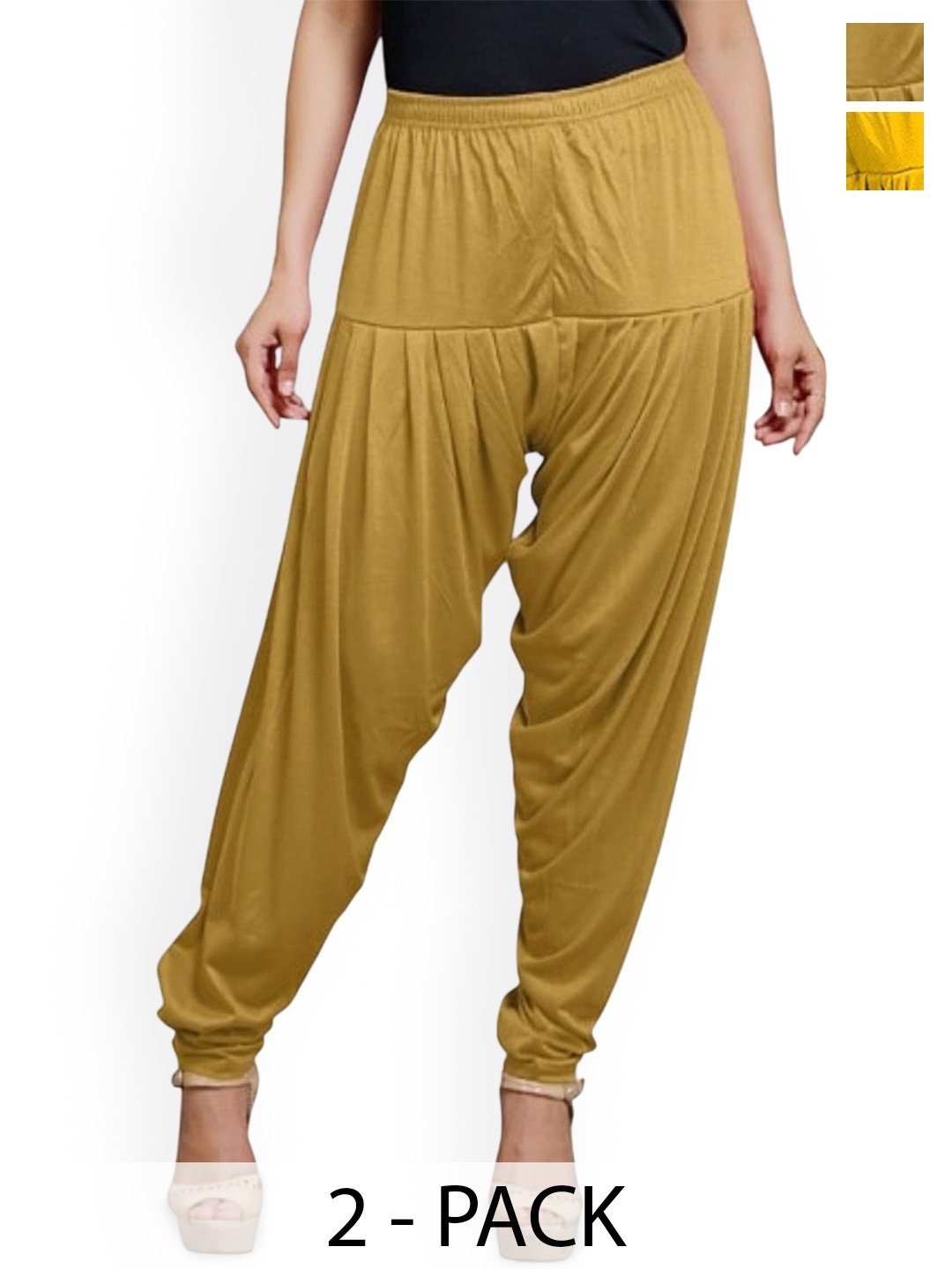 

AFRA GARMENTS Pack Of 2 Mid-Rise Loose-Fit Patiala, Beige