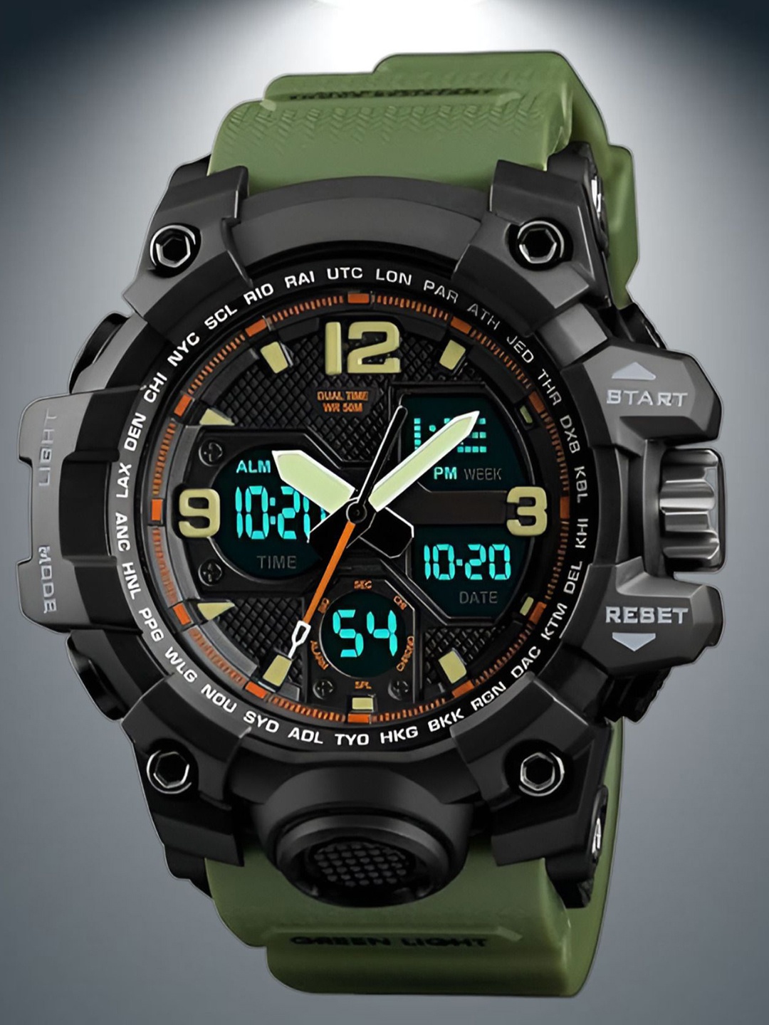

Otage Men Dial & Textured Straps Analogue and Digital Watch Otg- 1327 Green