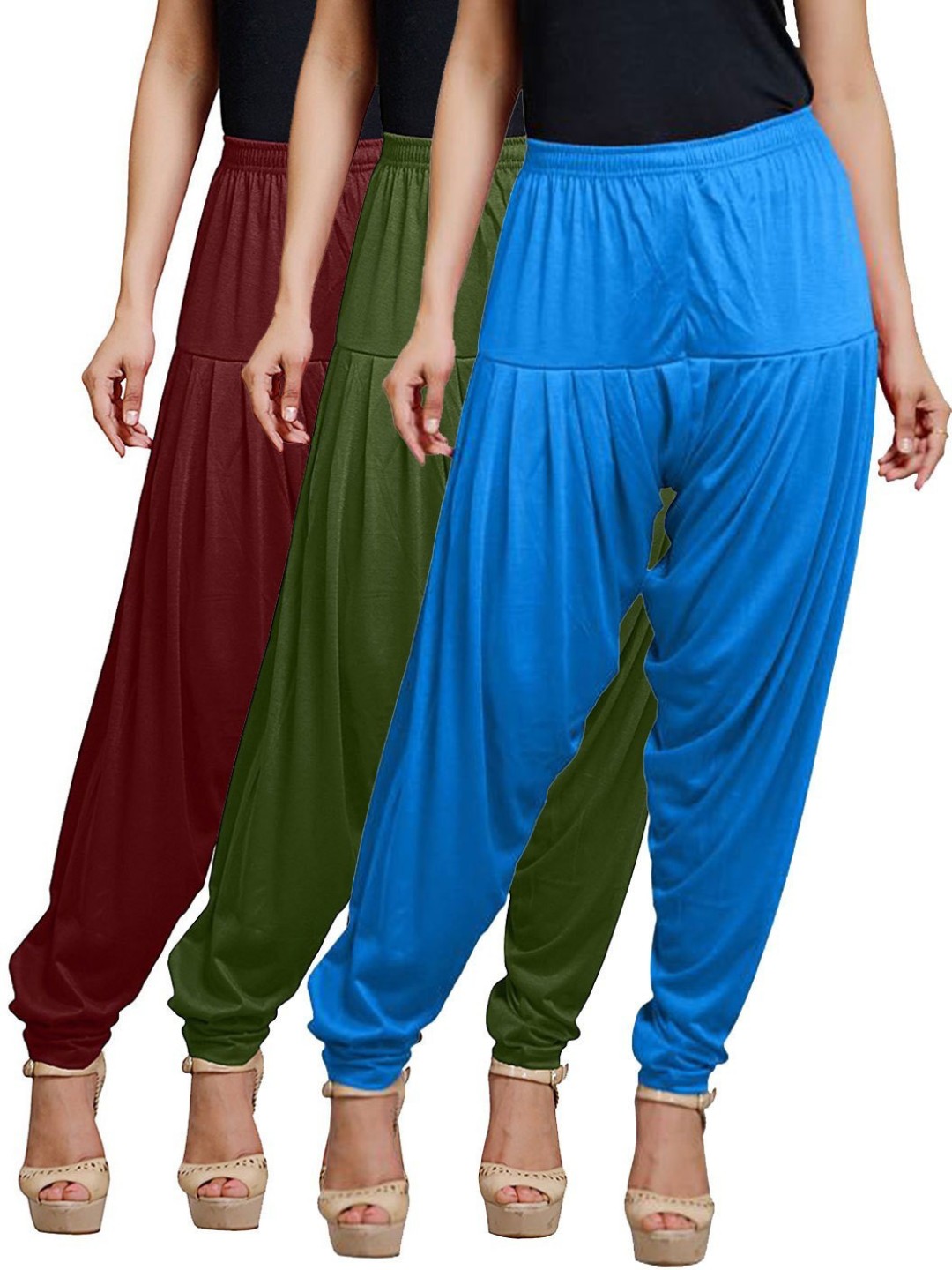

AFRA GARMENTS Women Pack Of 3 Mid-Rise Loose-Fit Patiala, Blue