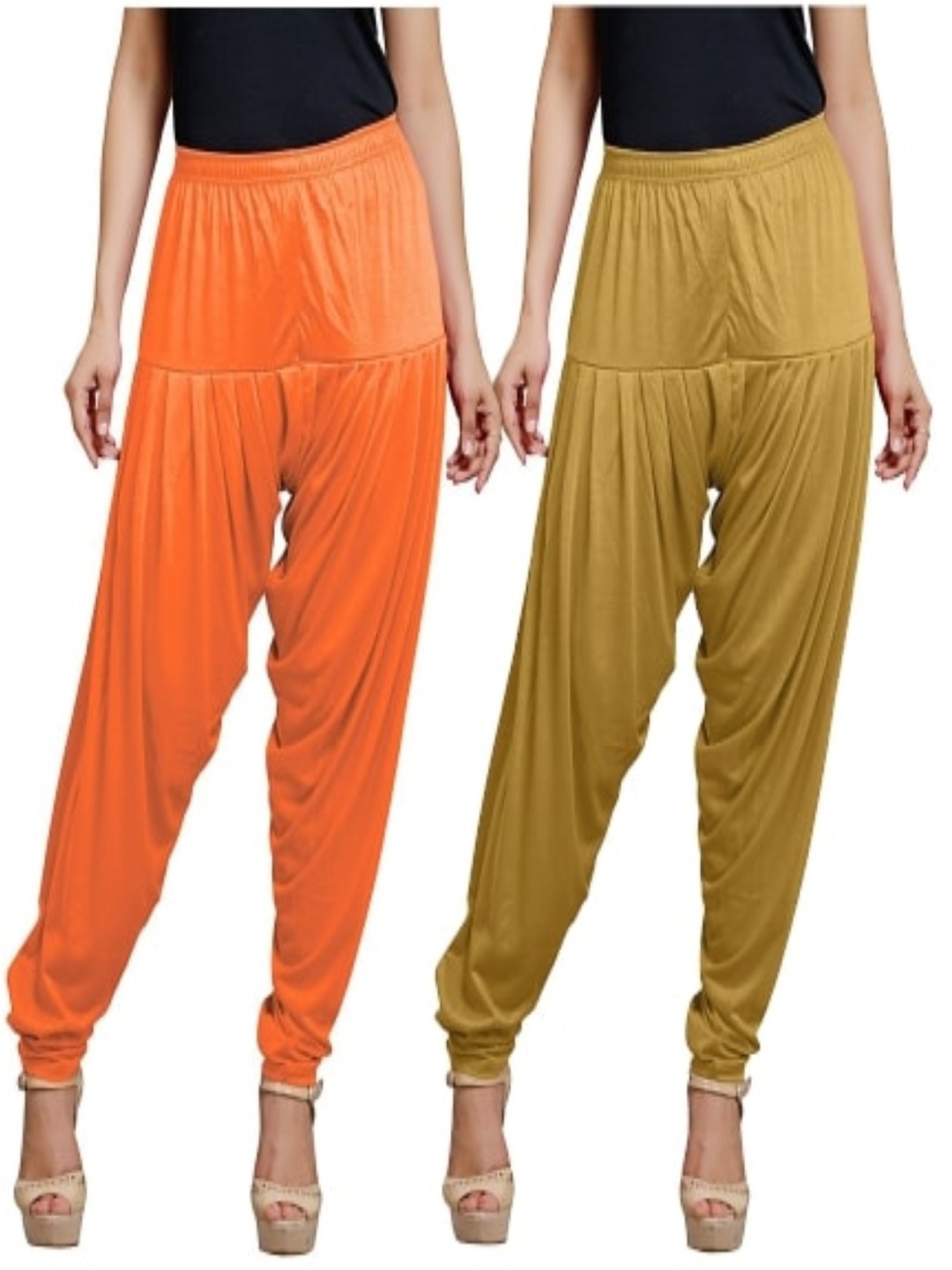 

AFRA GARMENTS Women Pack Of 2 Mid-Rise Loose-Fit Patiala, Mustard