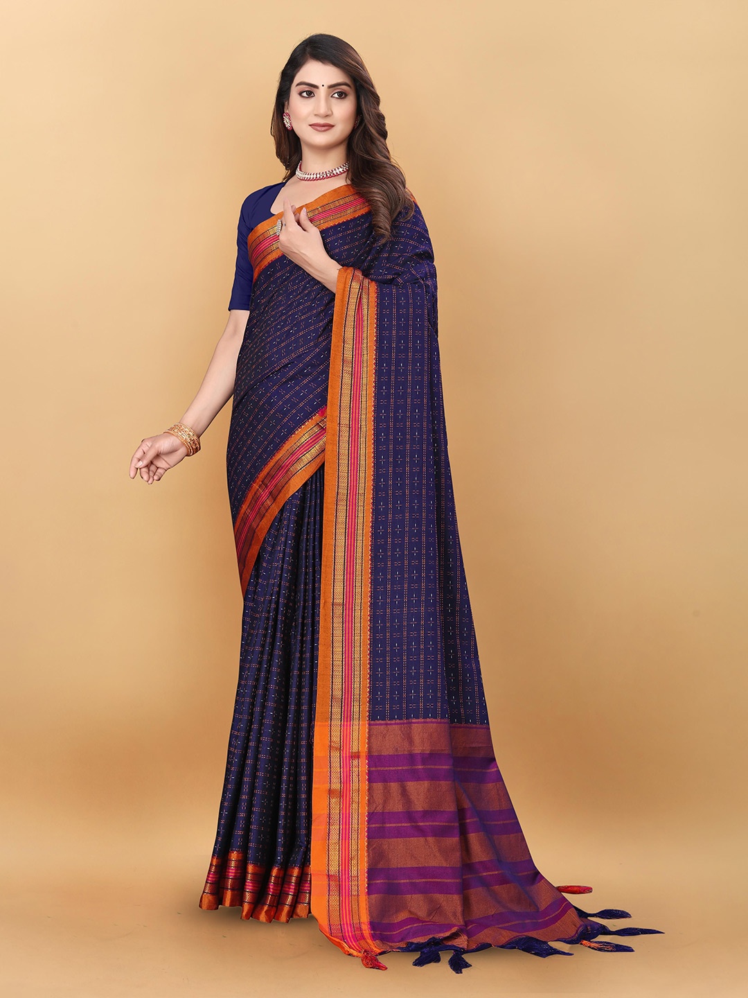 

SUPERLAXMI Woven Design Zari Ilkal Saree, Blue