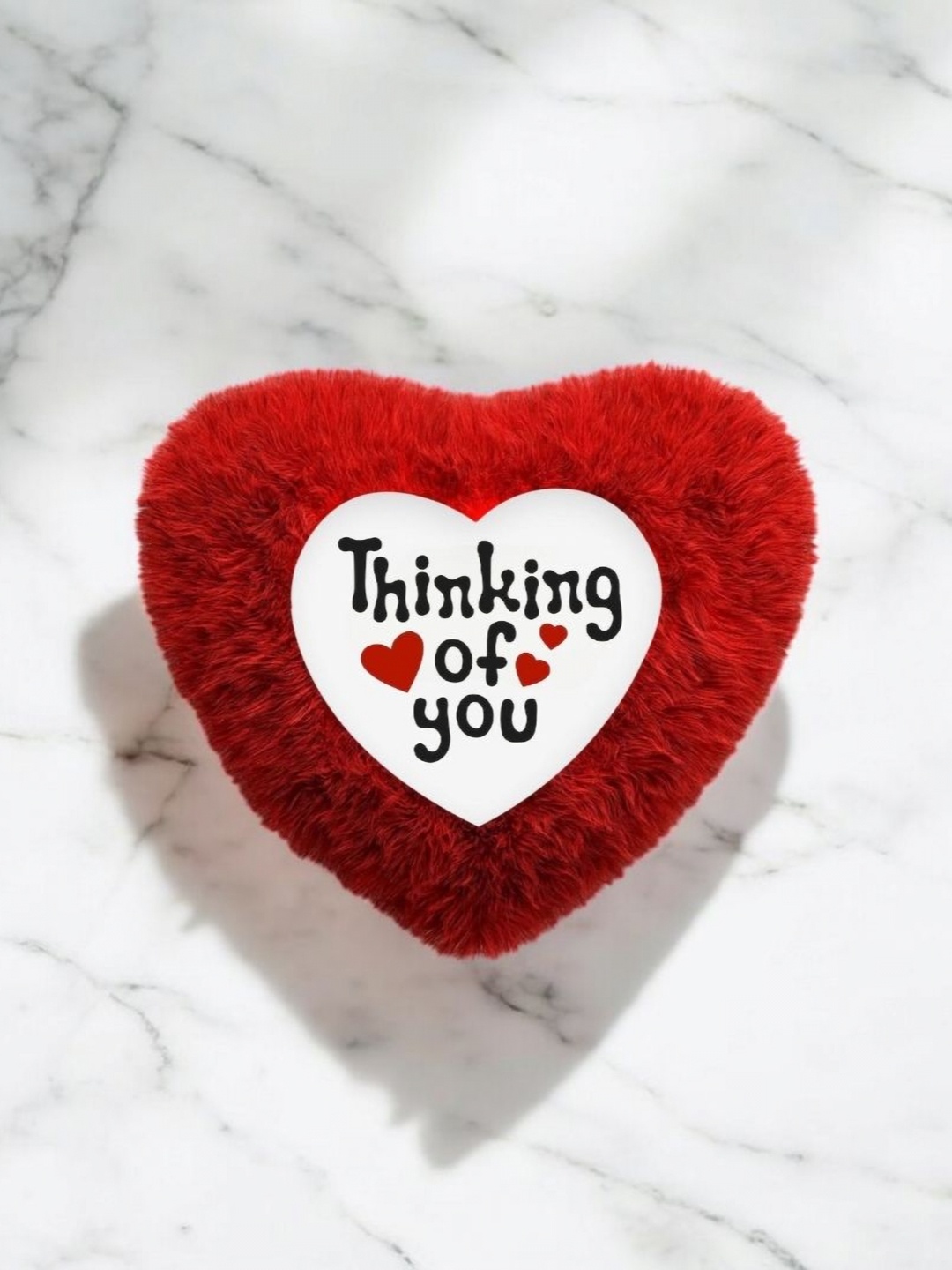 

Anikmart Fur Cushion Red & White Printed Heart Shaped Microfibre Pre-Filled Cushions