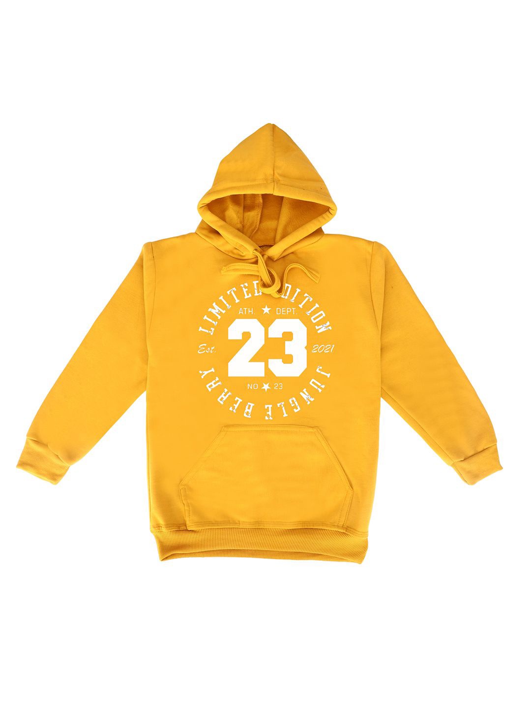 

Fabvio Plus Kids Alphanumeric Printed Hooded Pullover Sweatshirt, Yellow