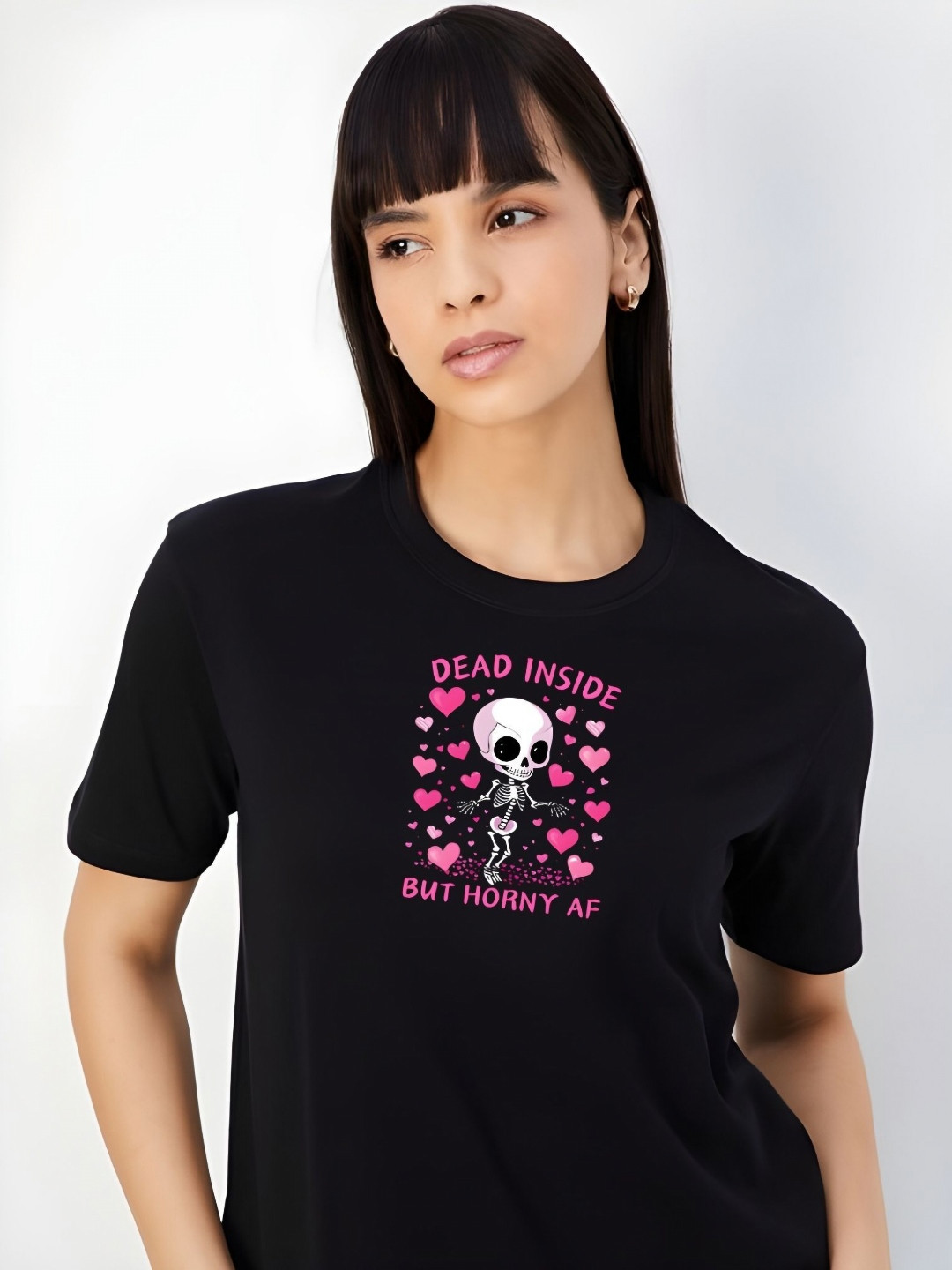 

DressBerry Women Graphic Printed Round Neck Cotton T-shirt, Black