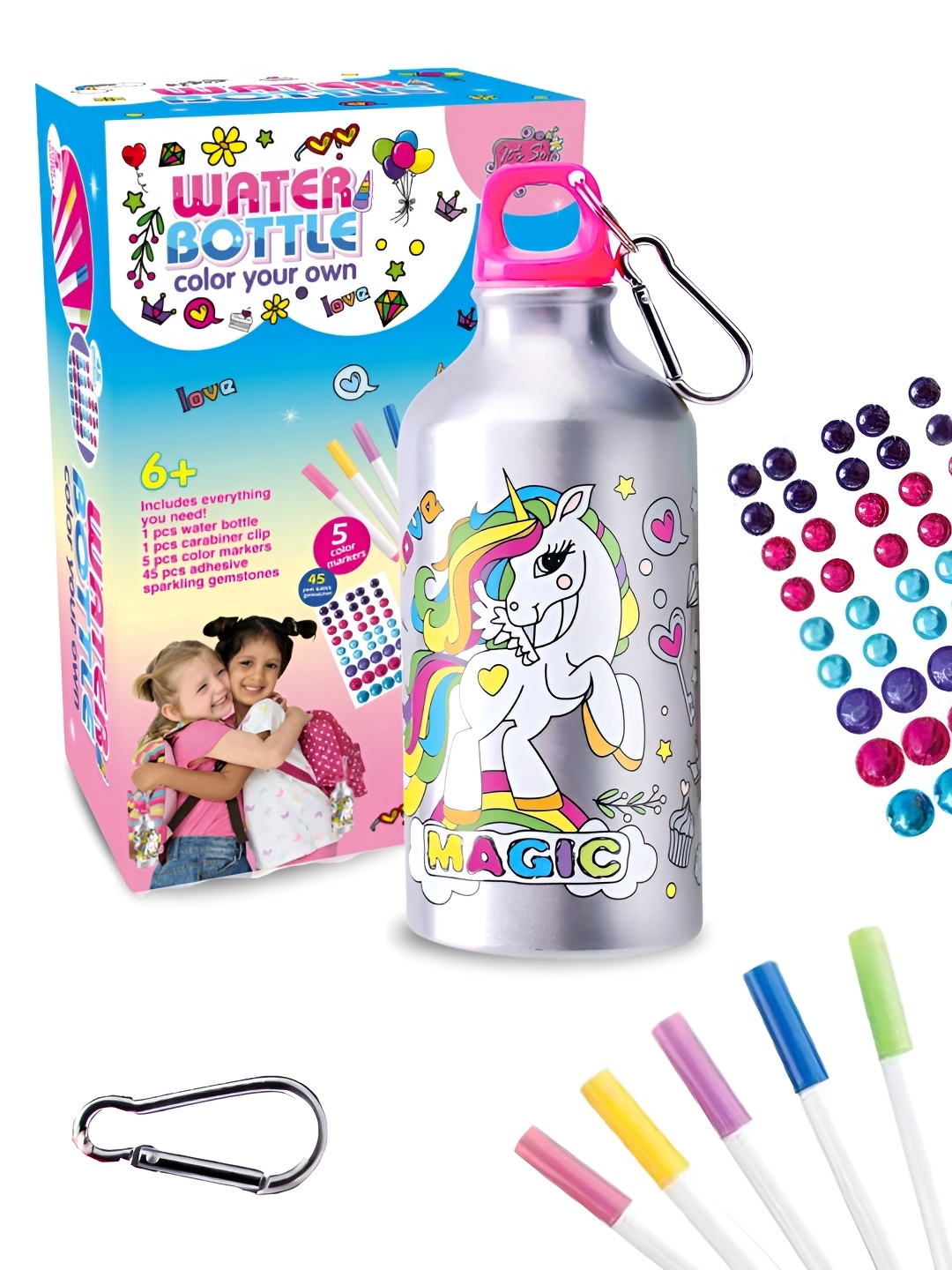 

Tinker Squad Silver Toned Unicorn DIY Aluminium Printed Water Bottle