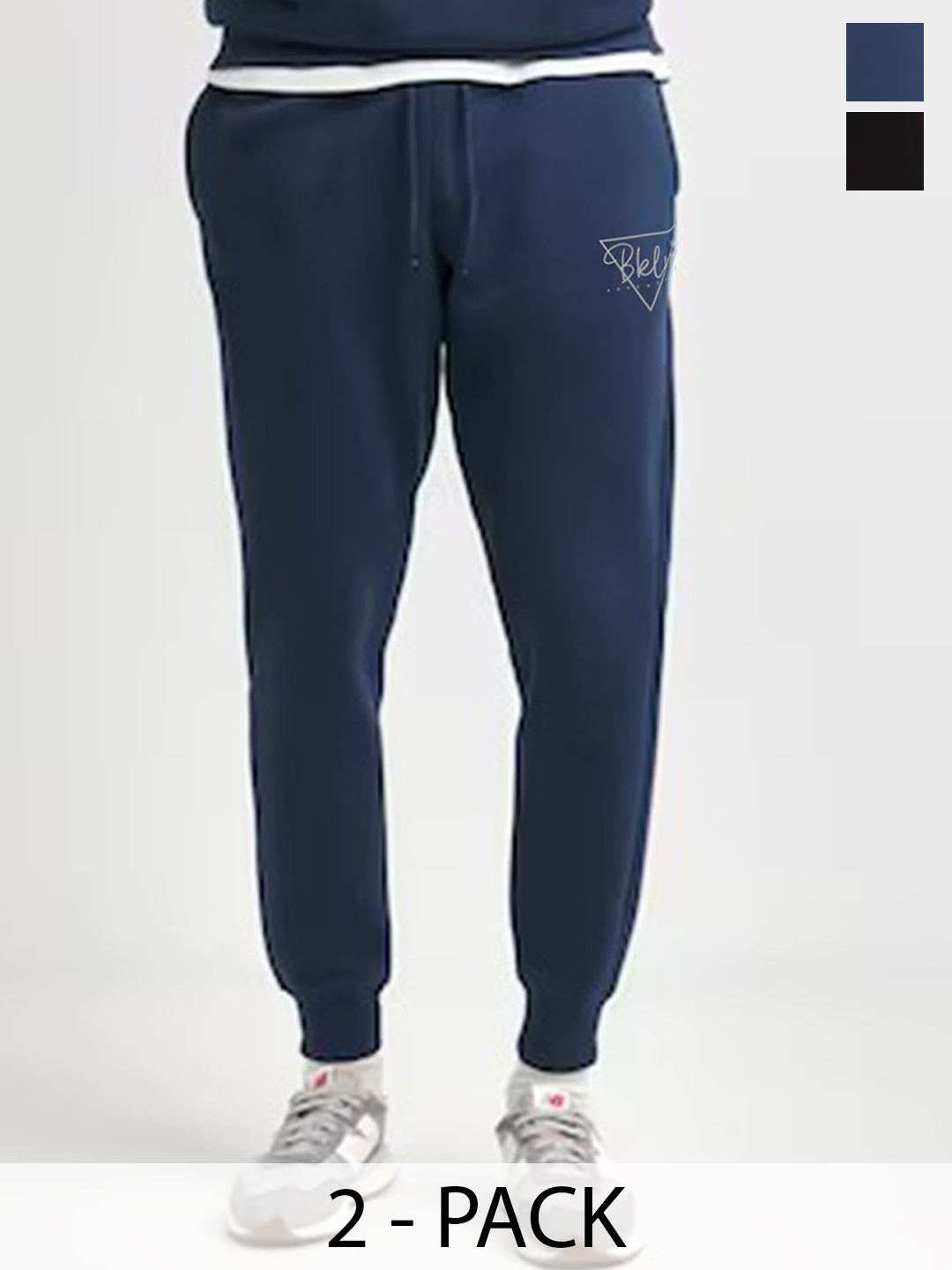 

Moda Rapido Men Pack Of 2 Cotton Mid-Rise Joggers, Black