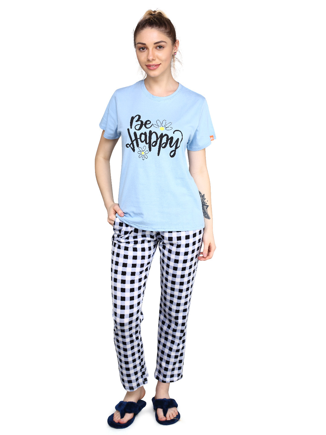 

evolove Women Printed Night suit, Blue