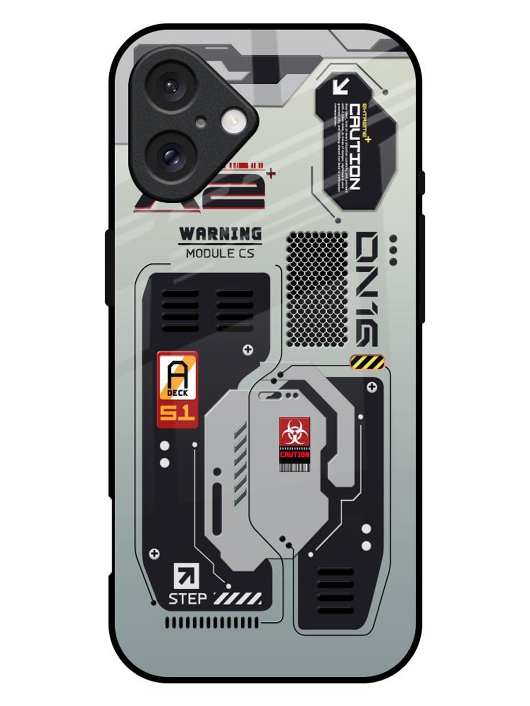 

QRIOH iPhone 16 Plus Techno Vibes Glass Back Case, Grey