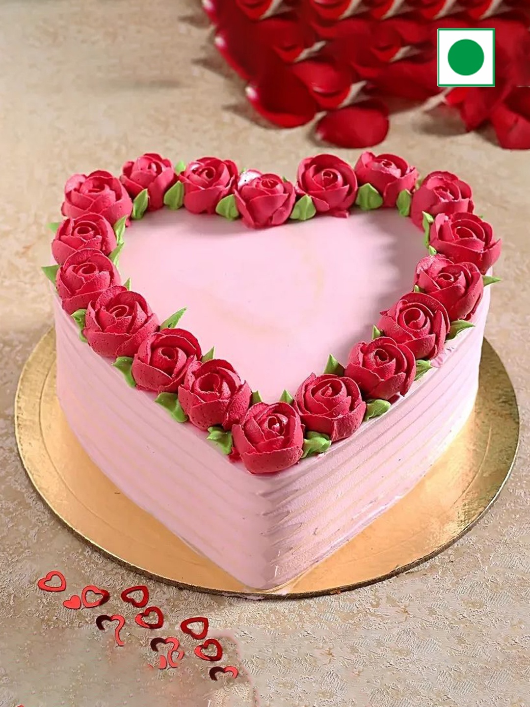 

fnp Chocolate Flavor Eggless Heart Cake-500g, Pink