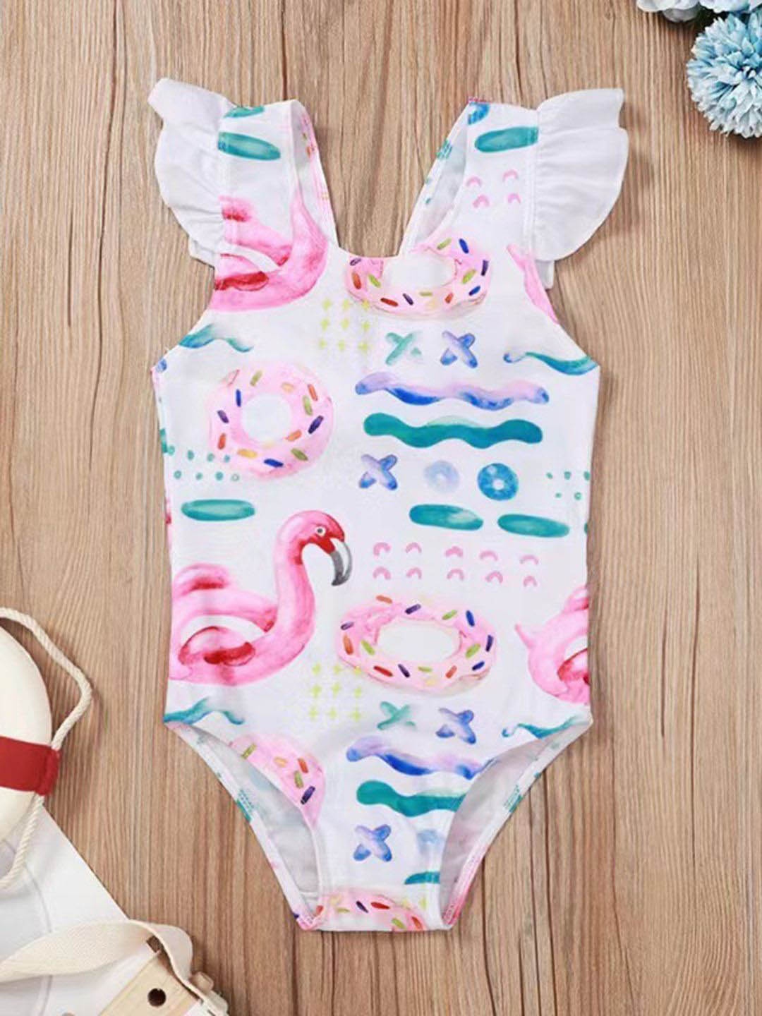 

YK Infant Girls Printed Sleeveless Bodysuit, White