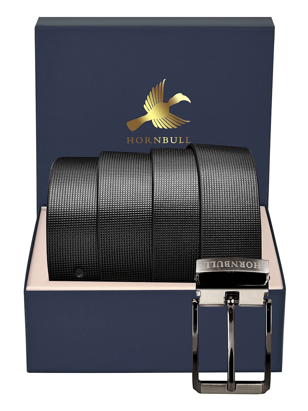 

Hornbull Men Leather Formal Belt, Black