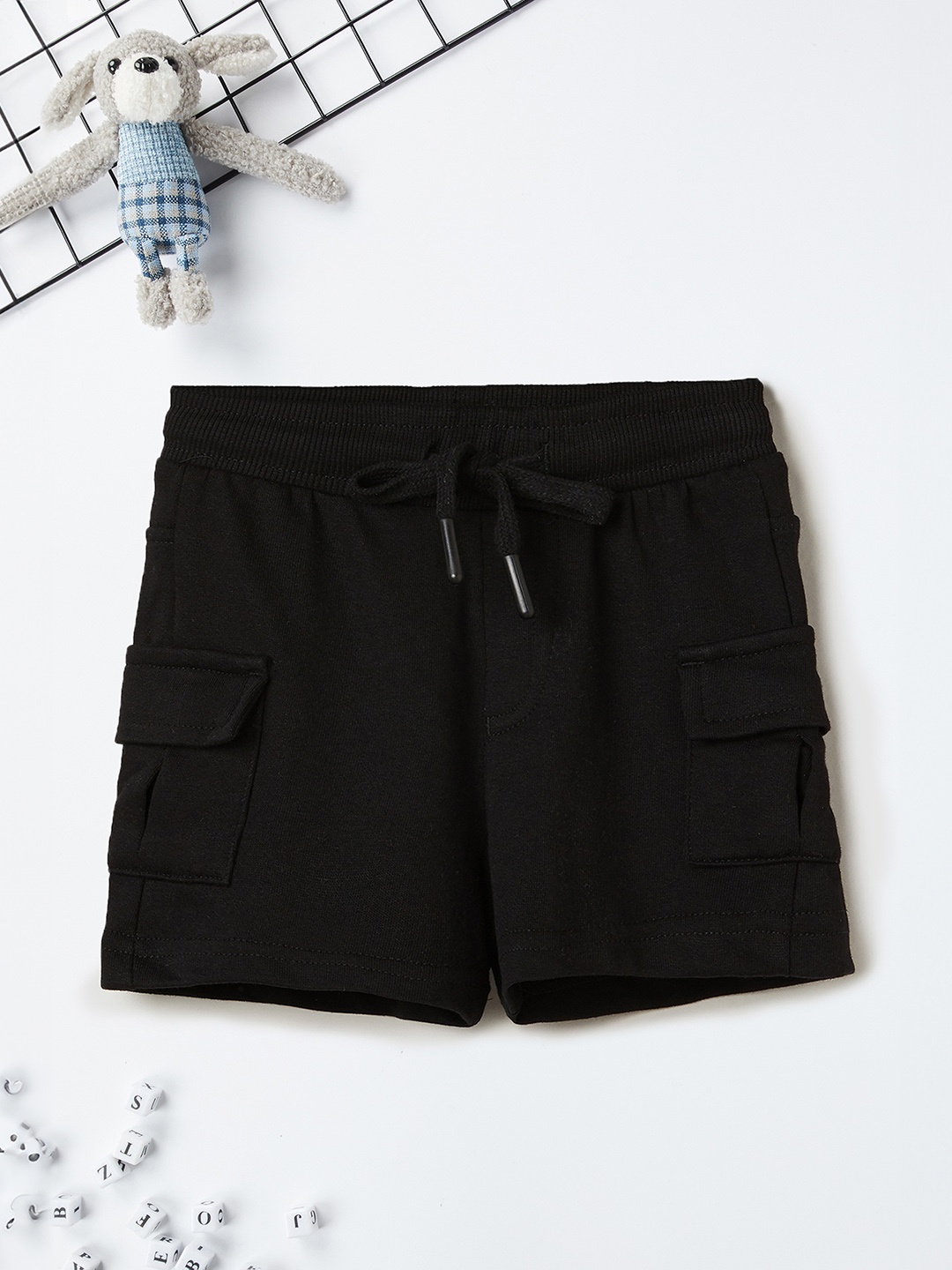 

max Boys Cargo Cotton Shorts, Black