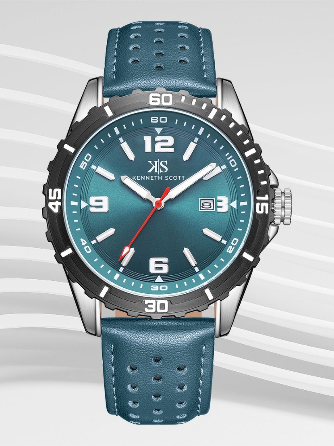 

KENNETH SCOTT Men Dial & Leather Bracelet Style Straps Analogue Watch K24022-QLGG, Green