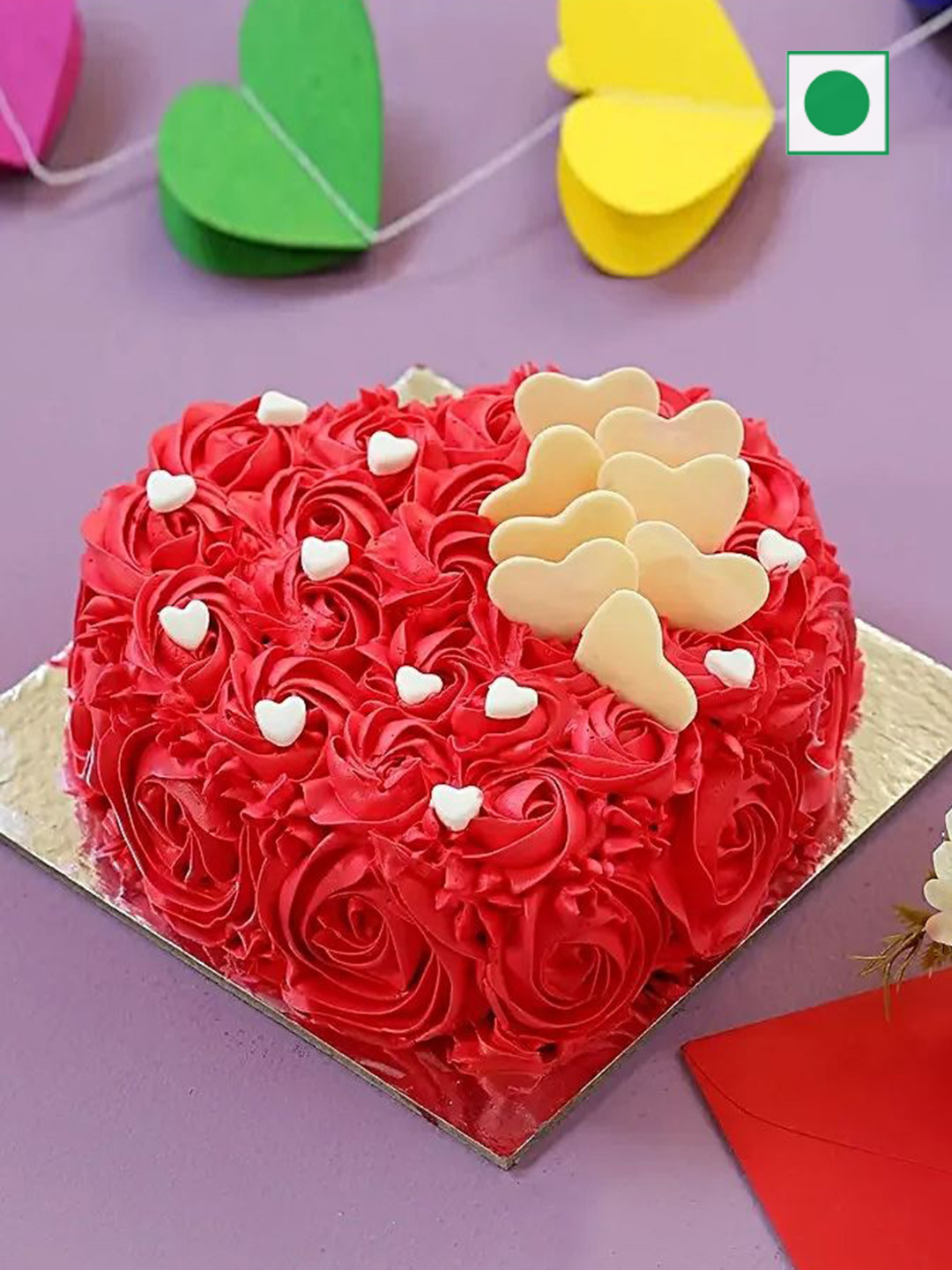 

fnp Chocolate Flavor Eggless Heart Cake-500g, Na