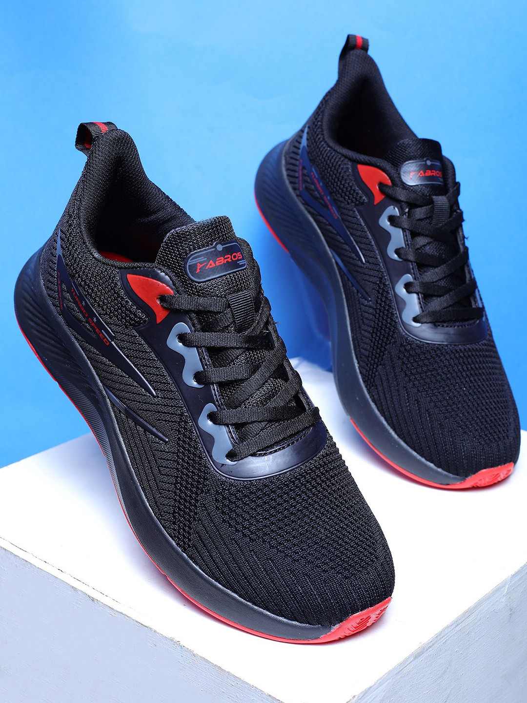 

ABROS Men HAYES Mesh Air Running Lace-Up Sports Shoes, Black