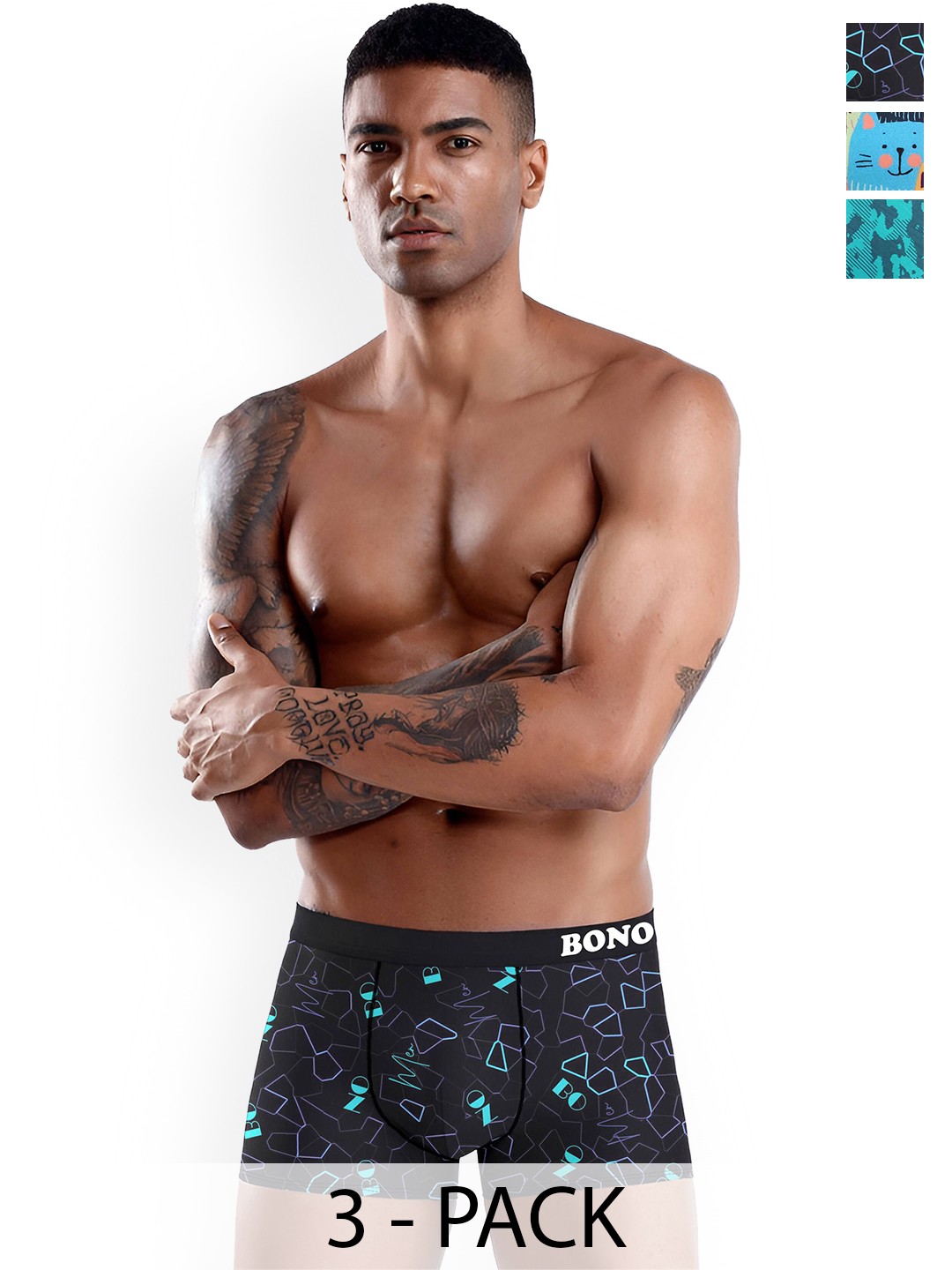 

DISPENSER Pack Of 3 Printed Breathability Trunks C7-C15-C16-M, Black