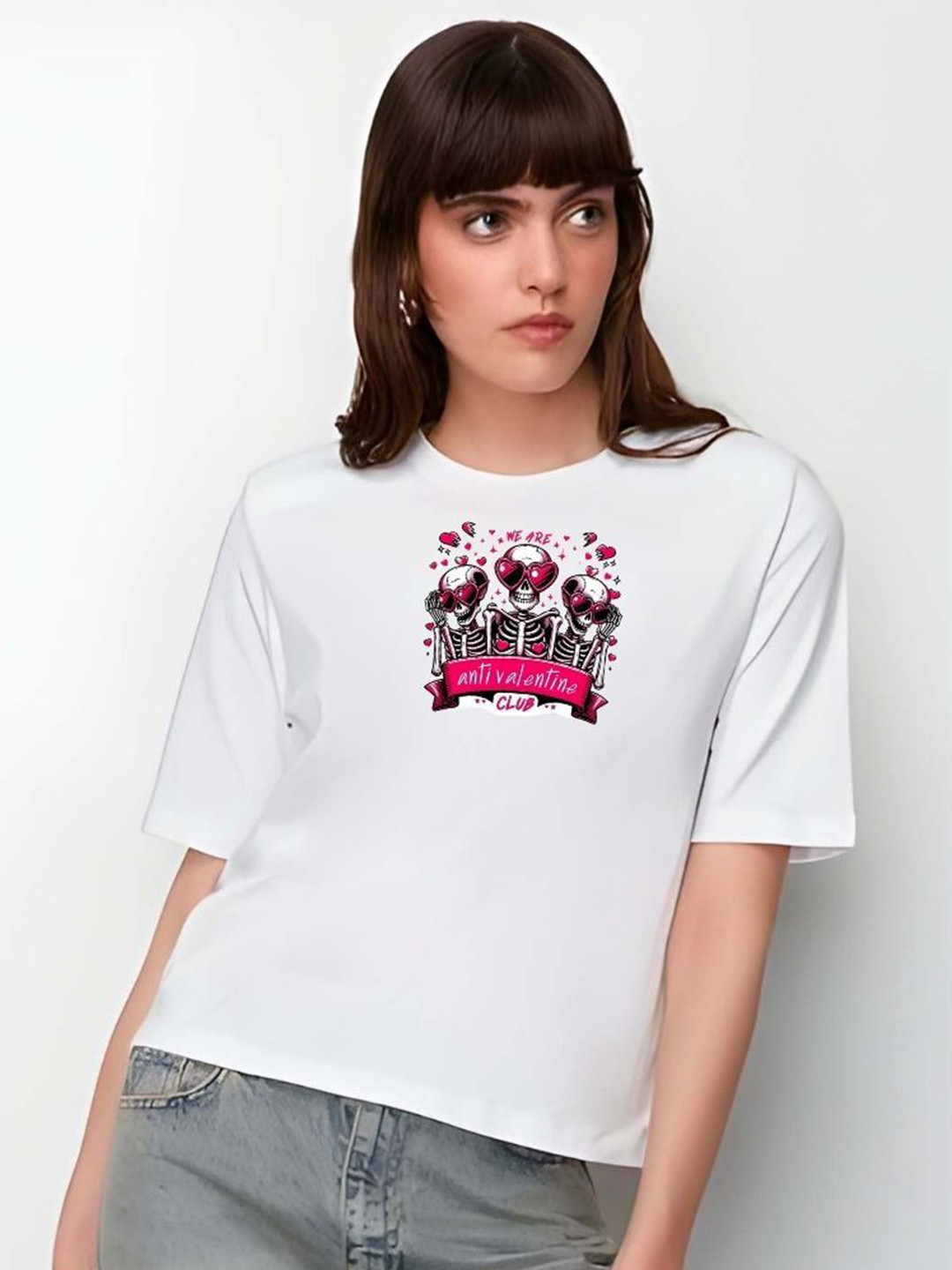 

SZN Women Graphic Printed Round Neck Cotton T-shirt, White
