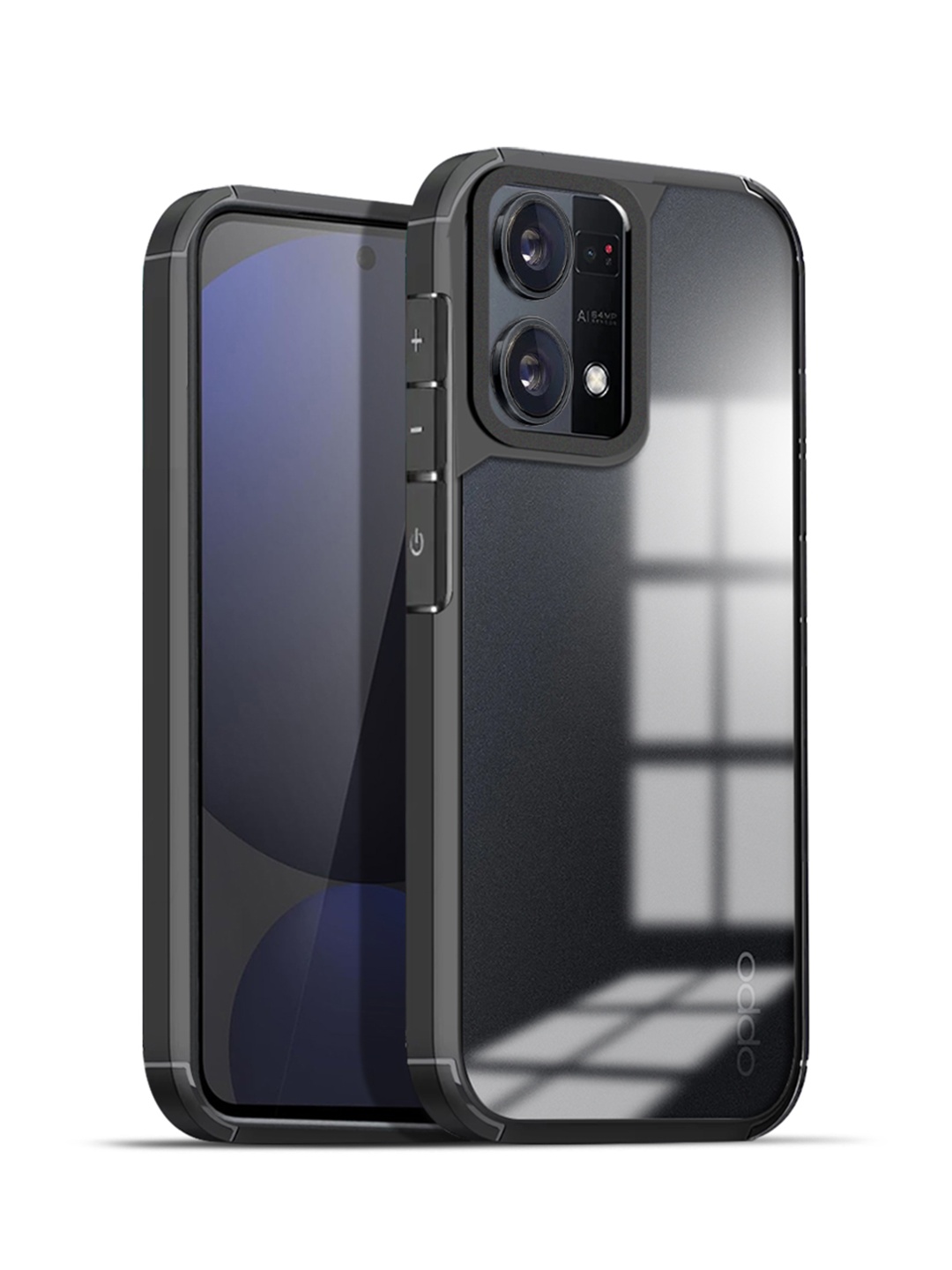 

Karwan Solid Oppo F21 Pro 4G Shockproof Bumper Back Case, Black