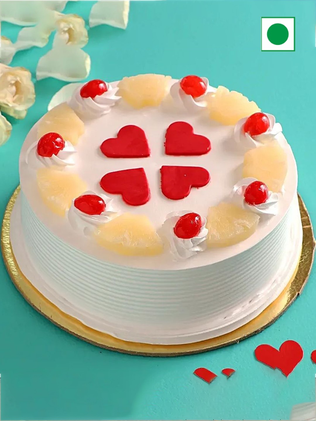 

fnp Pineapple Flavor Eggless Round Shape Cake-1Kg, White