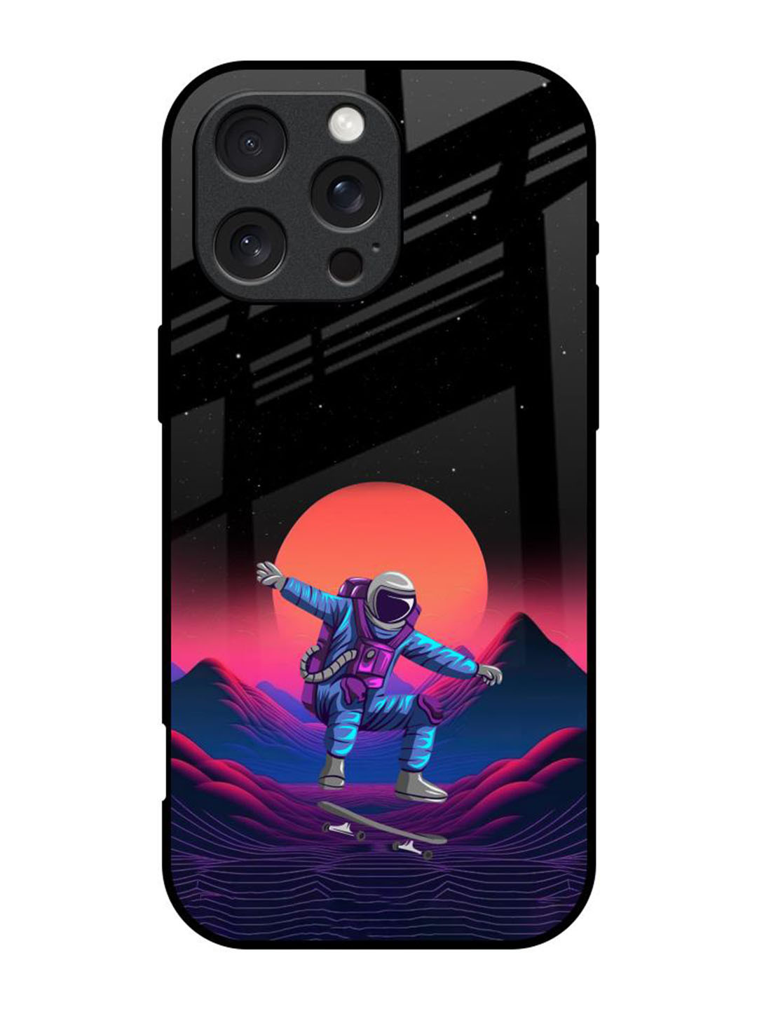 

QRIOH Abstract Printed iPhone 16 Pro Back Case Mobile Accessories, Black