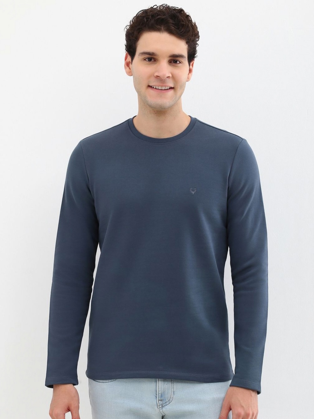 

Allen Solly Men Solid Round Neck Cotton T-shirt, Navy blue
