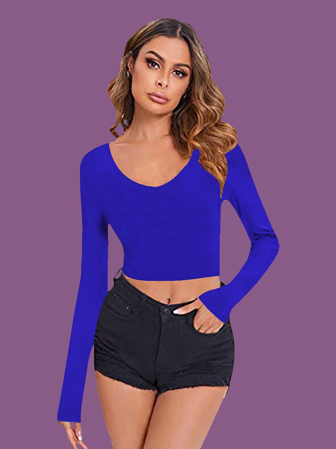 

Dream Beauty Women Fitted Fashion Crop Top, Blue