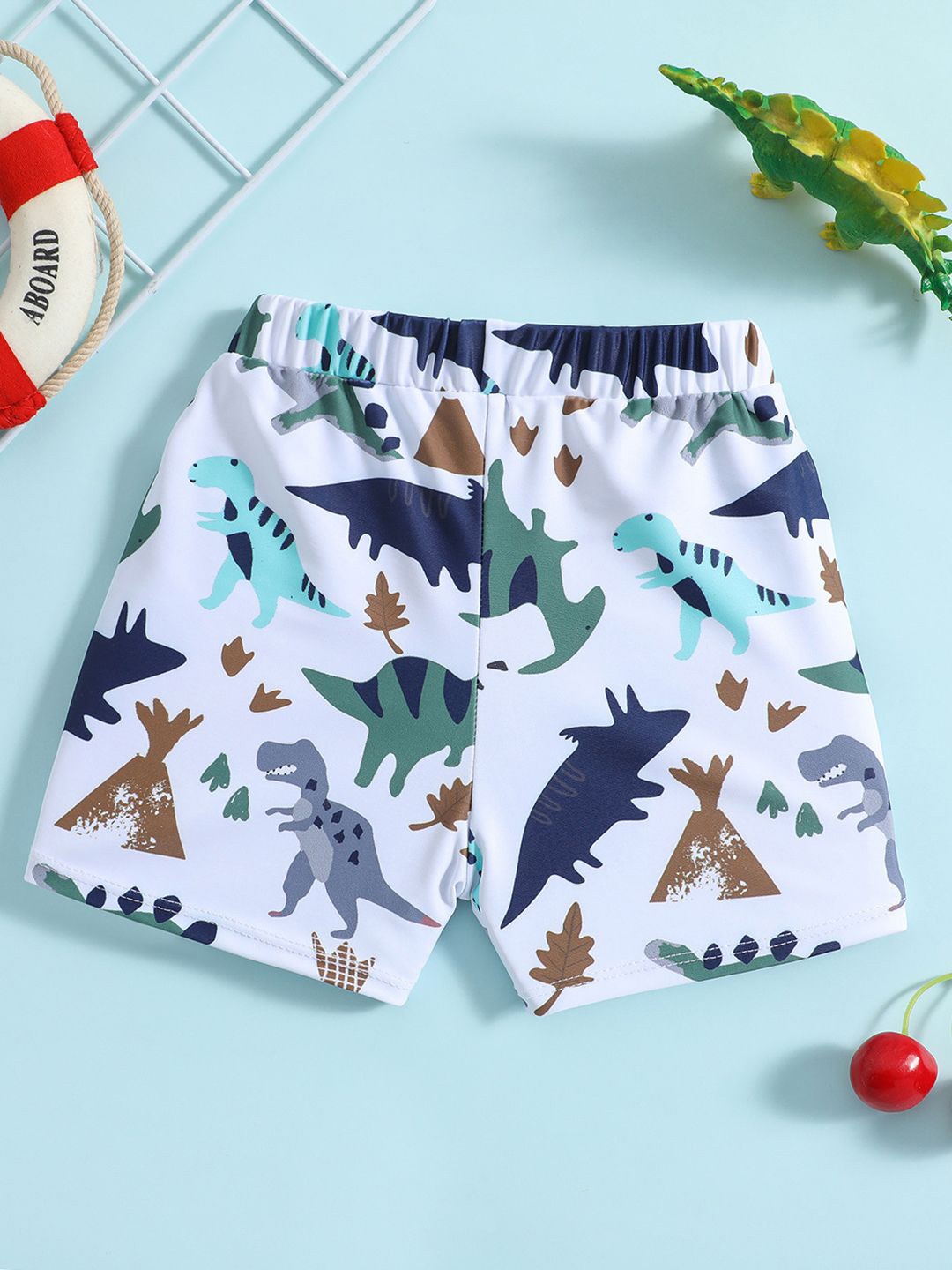 

YK Infant Girls Printed Mid Rise Swimming Shorts, White