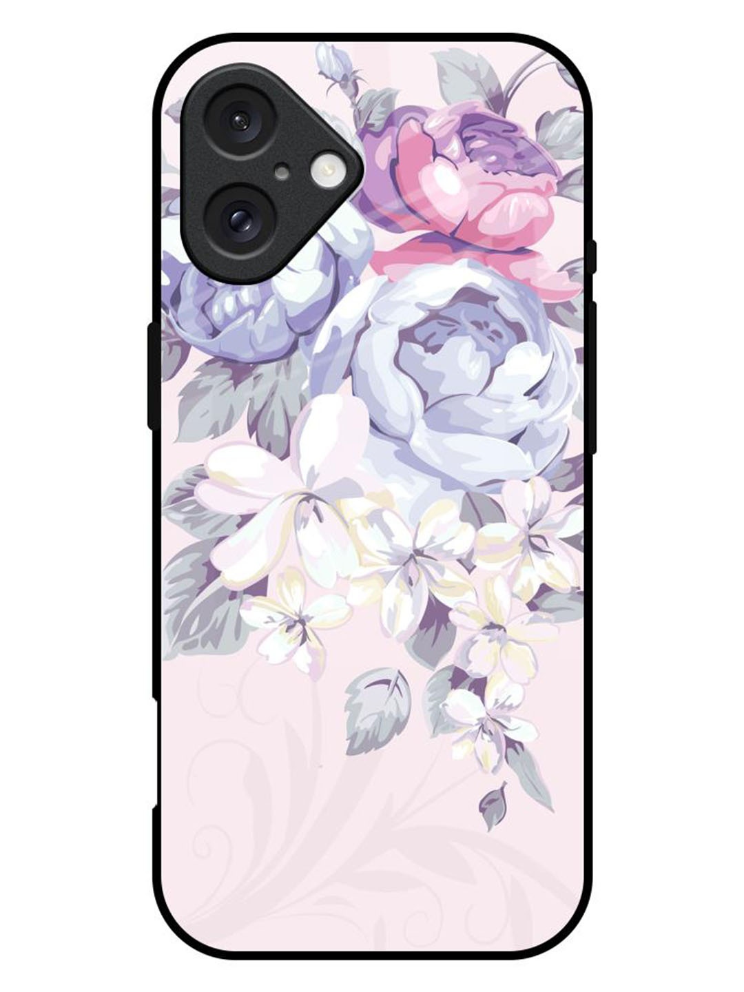 

QRIOH Elegant Floral Printed iPhone 16 Plus Back Case, Pink