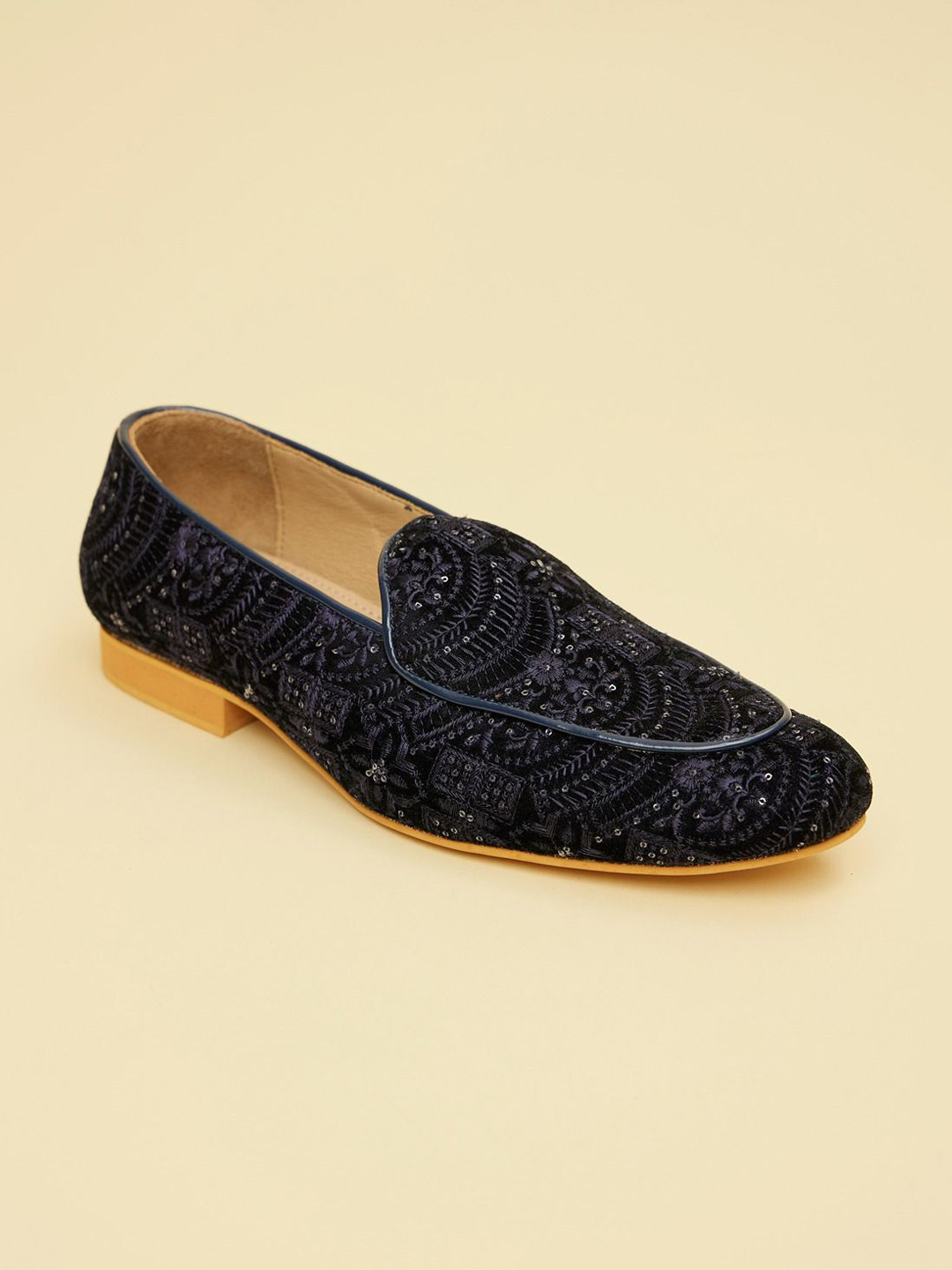 

Manyavar Men Sequined Ethnic Mojaris, Blue