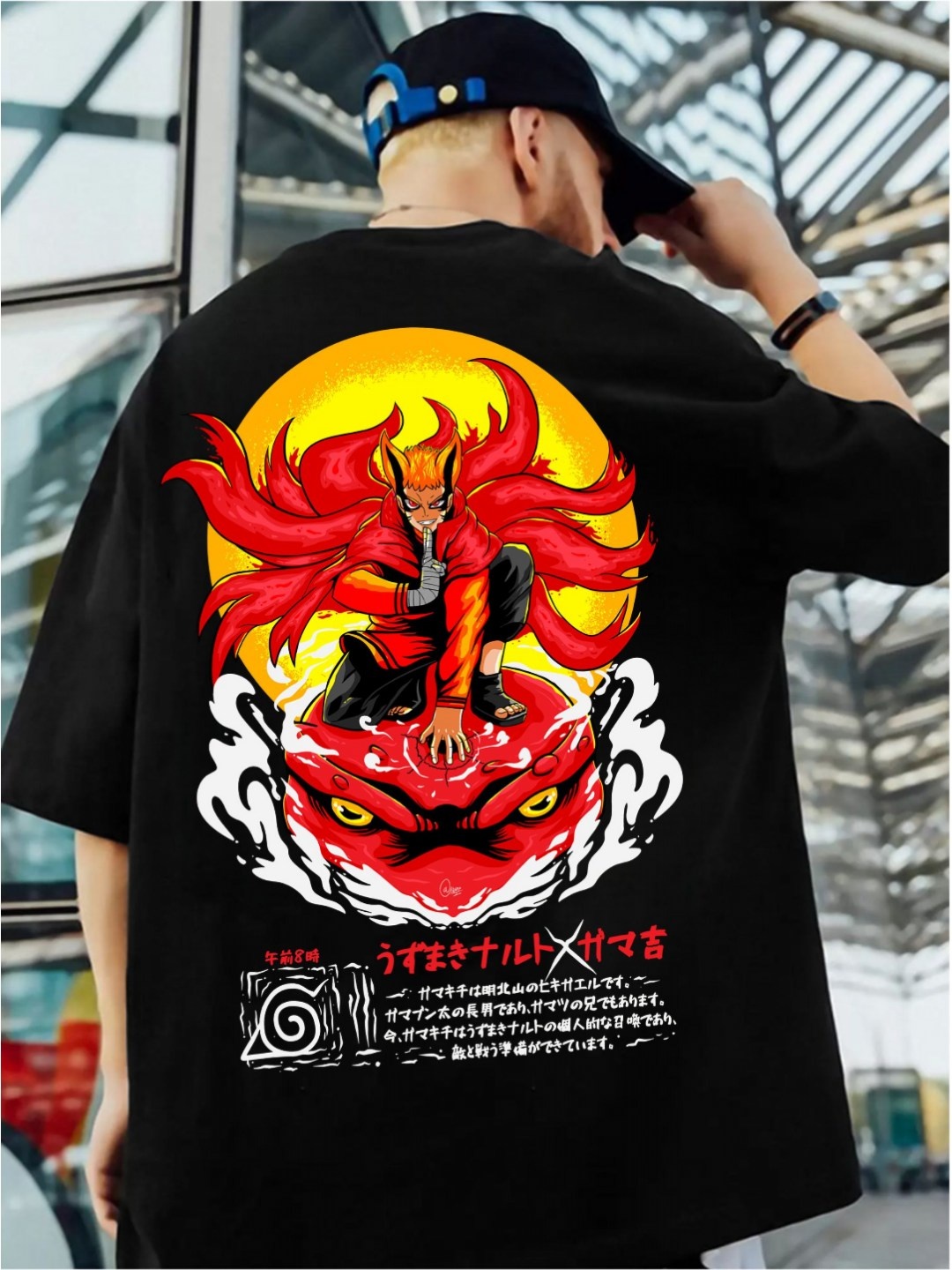 

ZEN1 FASHION Men Abzorb Graphic Printed Round Neck Cotton Oversized T-shirt, Black