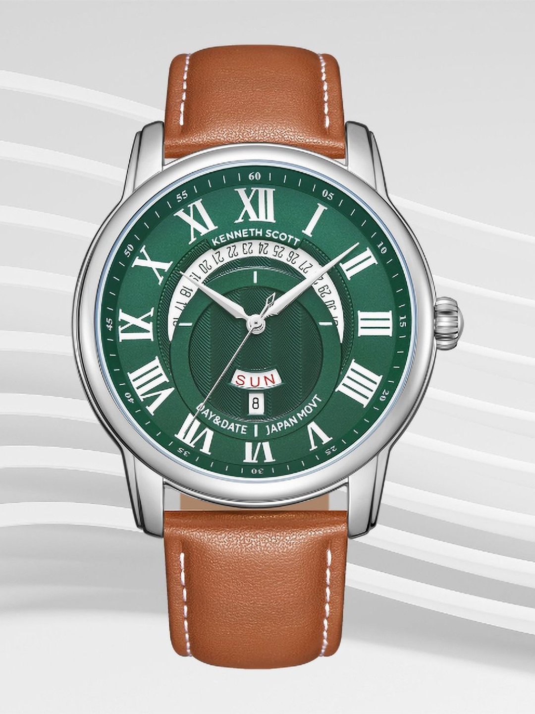 

KENNETH SCOTT Men Dial & Leather Bracelet Style Straps Analogue Watch K24020-SLEH, Brown