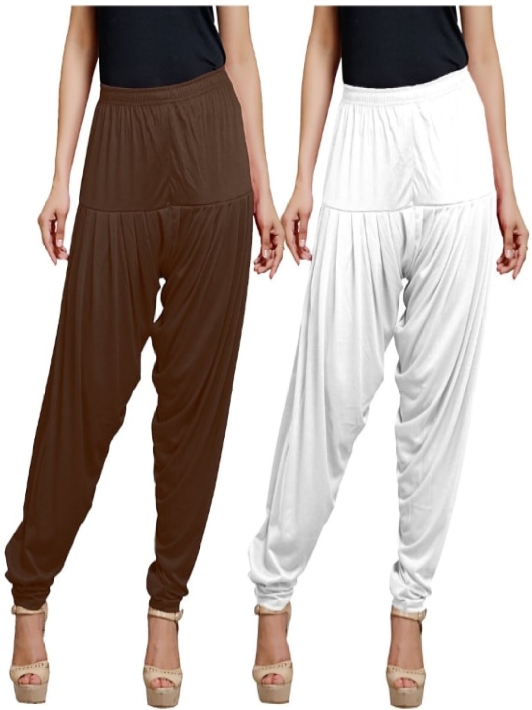 

AFRA GARMENTS Women Pack of 2 Mid-Rise Pure Cotton Patiala, White