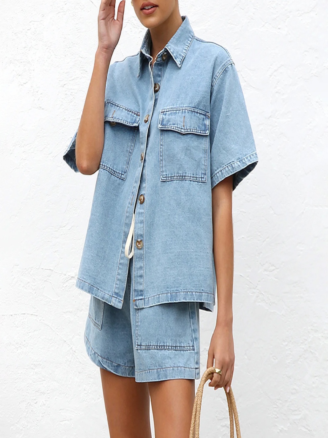 

MIAKEE Shirt With Shorts Co-Ords, Blue