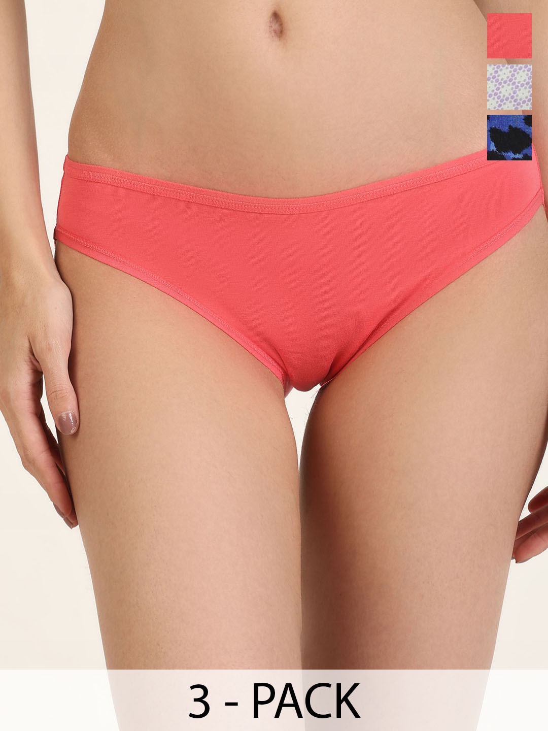 

DressBerry Women Pack Of 3 Printed Cotton Bikini Briefs, Blue