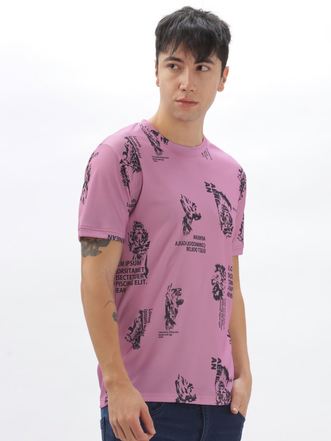 

FABRIPPLE Men Conversational Printed Round Neck T-shirt, Purple