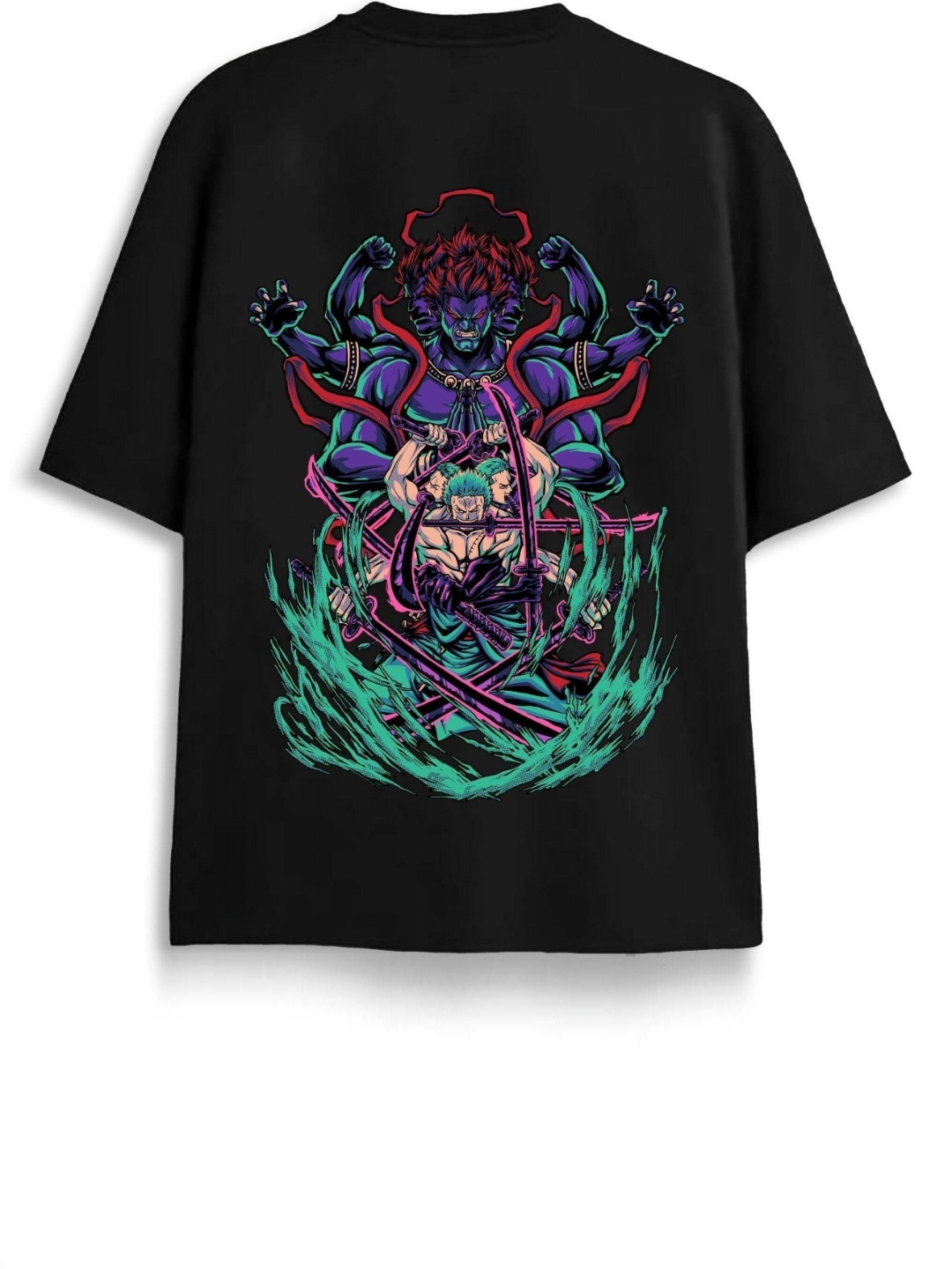 

ZEN1 FASHION Men Abzorb Graphic Printed Round Neck Cotton Oversized T-shirt, Black