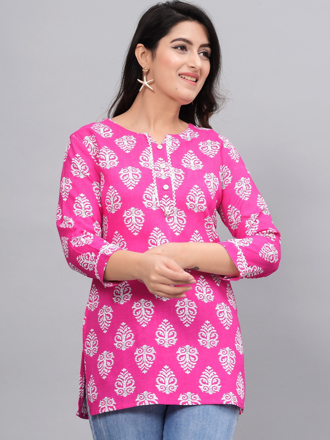 

Fmkcreation Printed Ethnic Top, Pink