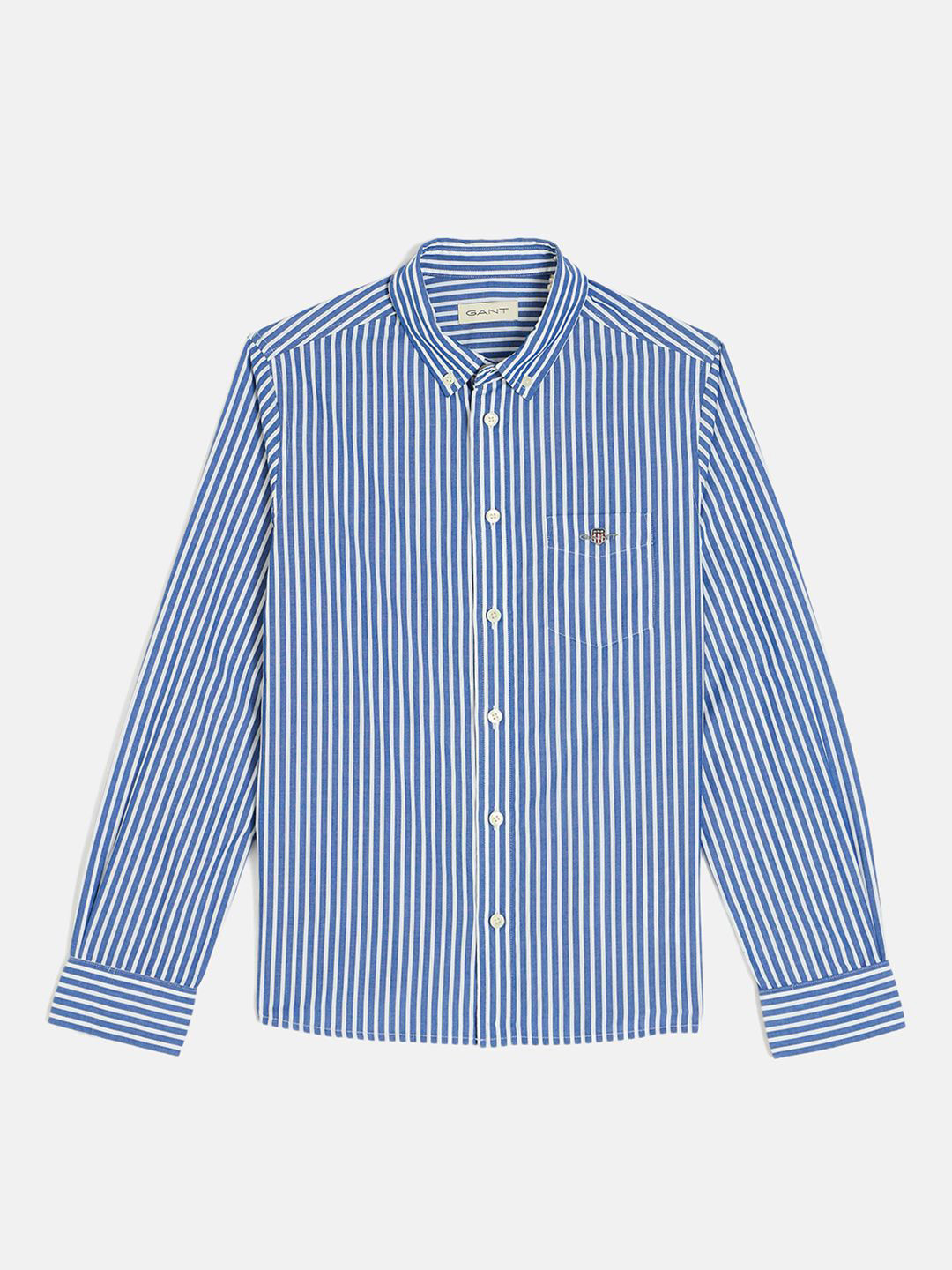 

GANT Boys Button-Down Collar Vertical Striped Cotton Casual Shirt, Blue