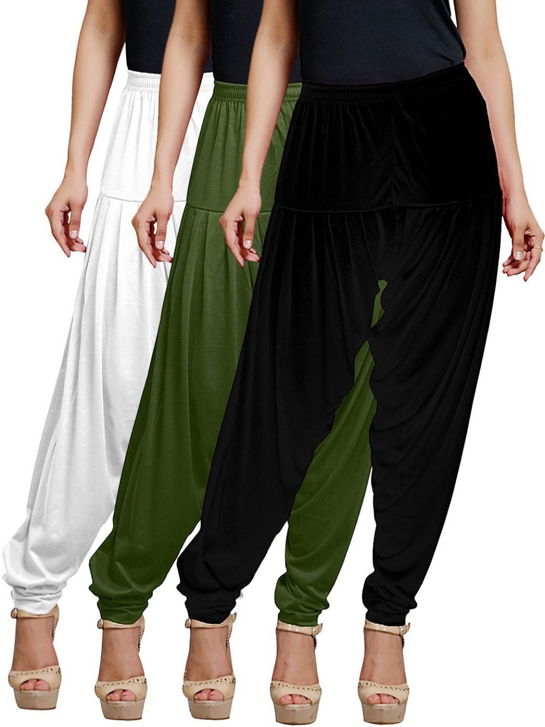 

AFRA GARMENTS Women Pack Of 3 Loose-Fit Patiala, White