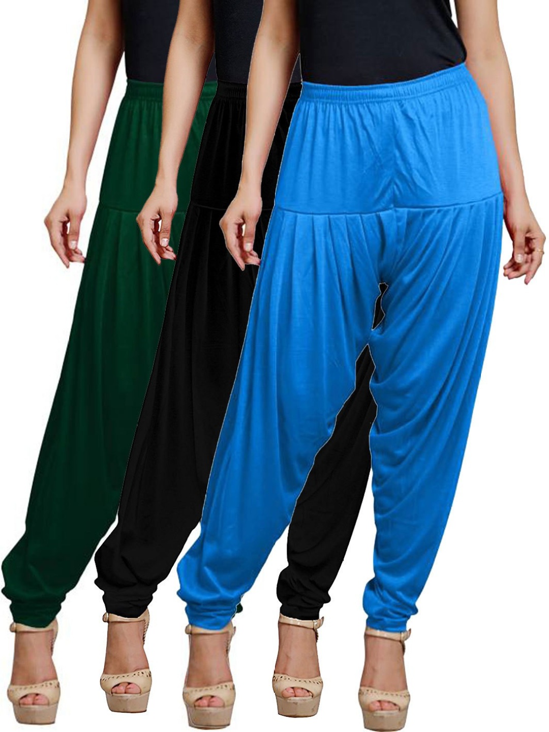 

AFRA GARMENTS Women Pack Of 3 Solid Loose-Fit Patiala, Blue