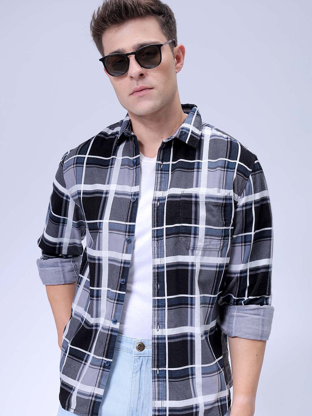 

The Indian Garage Co Men Spread Collar Tartan Checked Casual Shirt, Grey