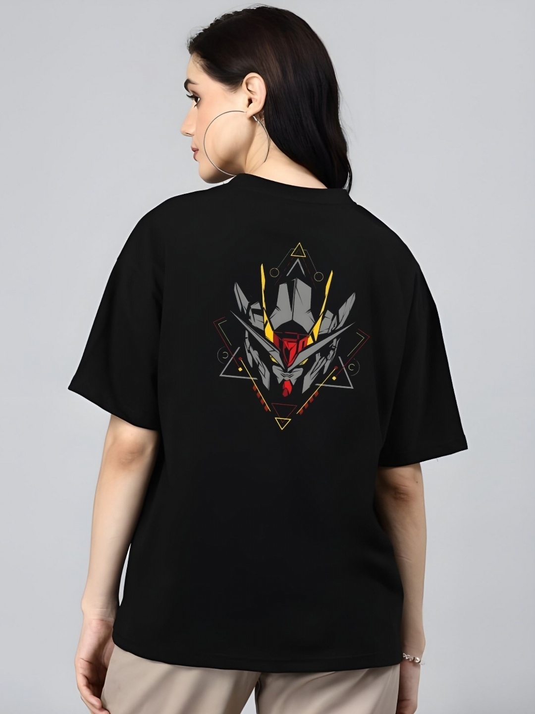 

SZN Women Graphic Printed Round Neck Cotton Oversized T-shirt, Black