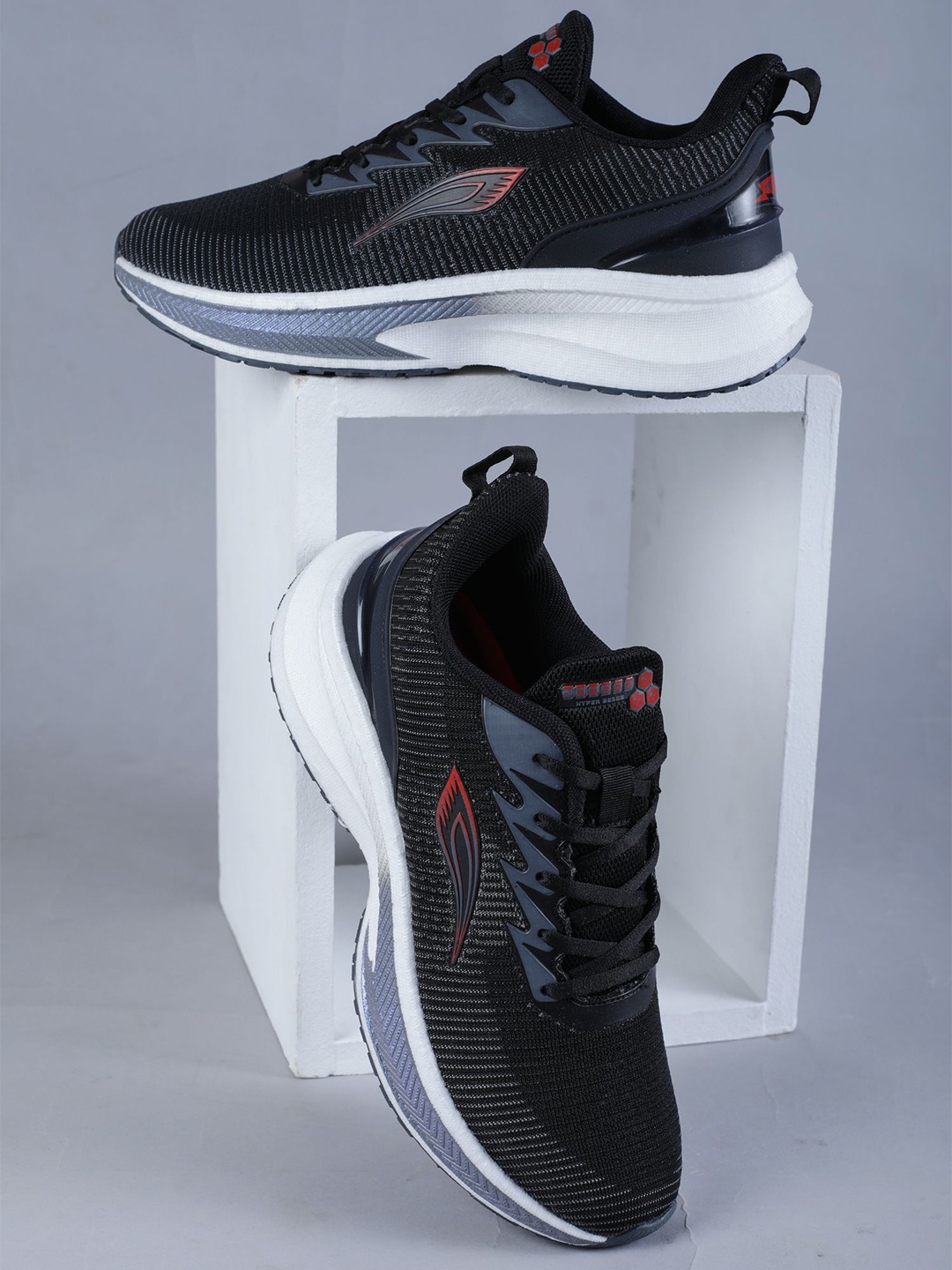 

ABROS Men Mesh Running Shoes, Black