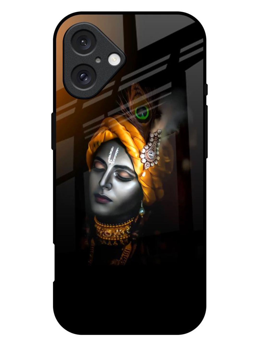 

QRIOH Ombre Krishna Printed iPhone 16 Plus Back Case, Black