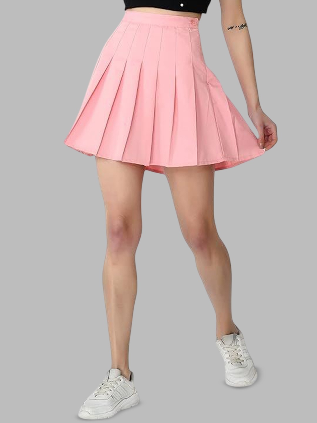 

Swara Craft High-Waist Pleated Mini Skort, Pink