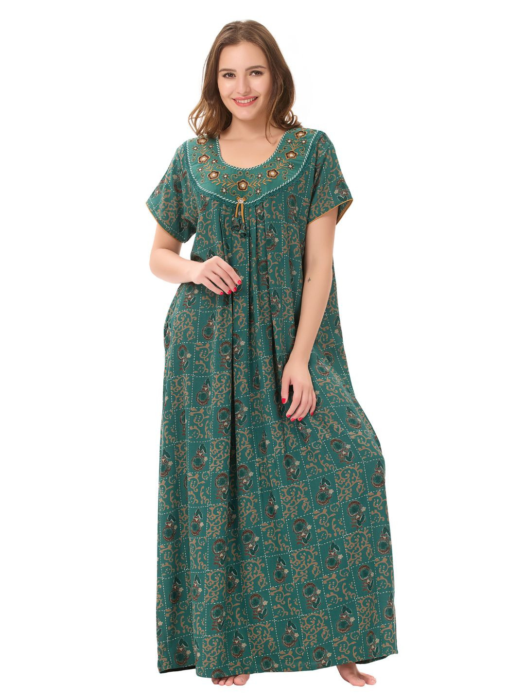

NIGHTSHADES Women Printed Night suit, Green