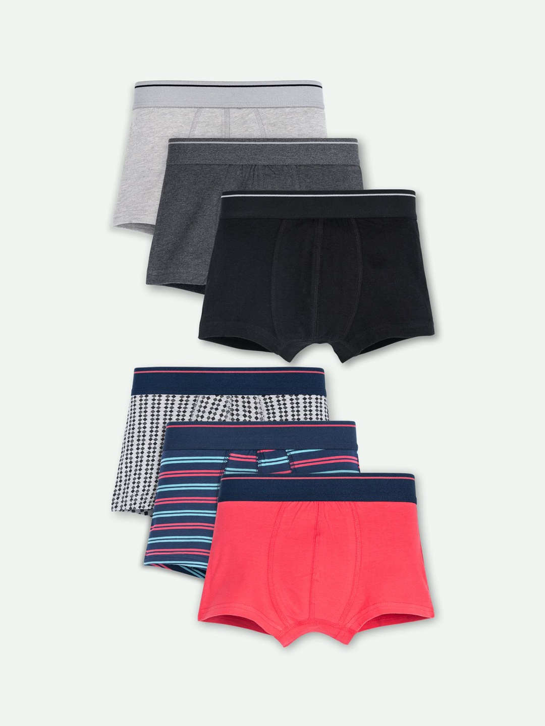 

ariel Boys Pack Of 6 Assorted Printed Trunks AR-BT-P6-S1-RED_GREY