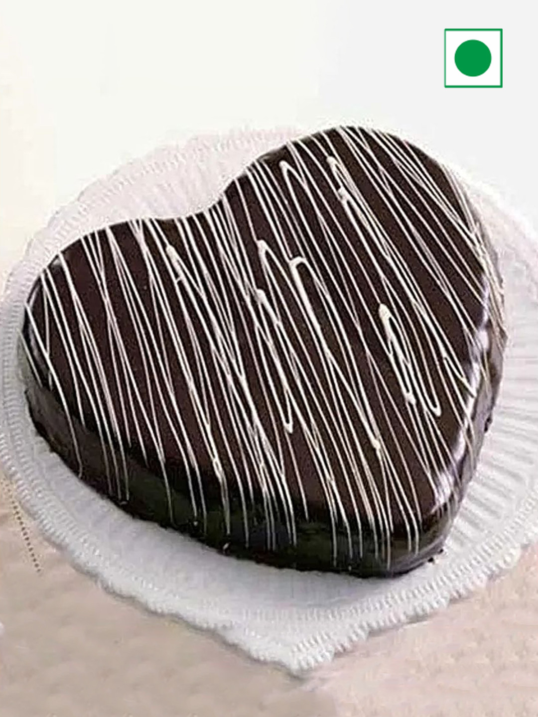 

fnp Chocolate Truffle Flavor Eggless Heart Cake-500g, Brown