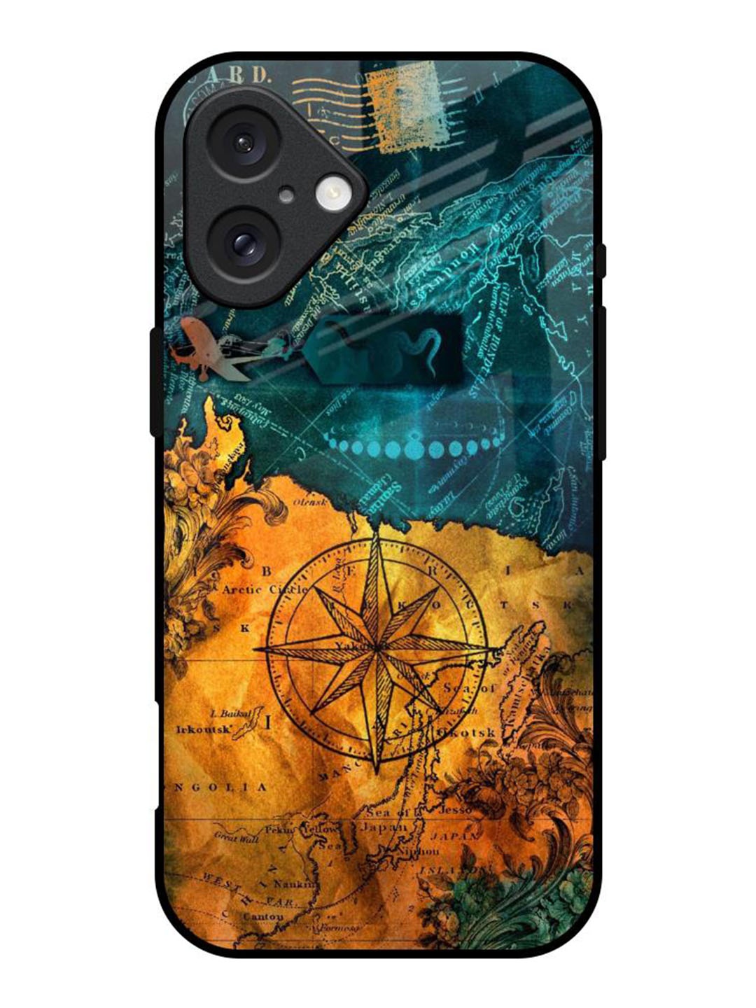 

QRIOH Architecture Map Real Printed iPhone 16 Back Case, Blue